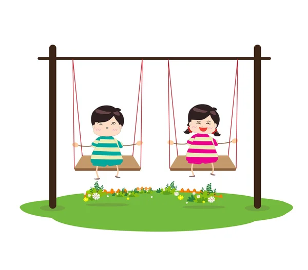 Enfants sur swing — Image vectorielle