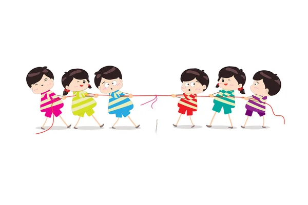 Niños jugando a Tug of War — Vector de stock