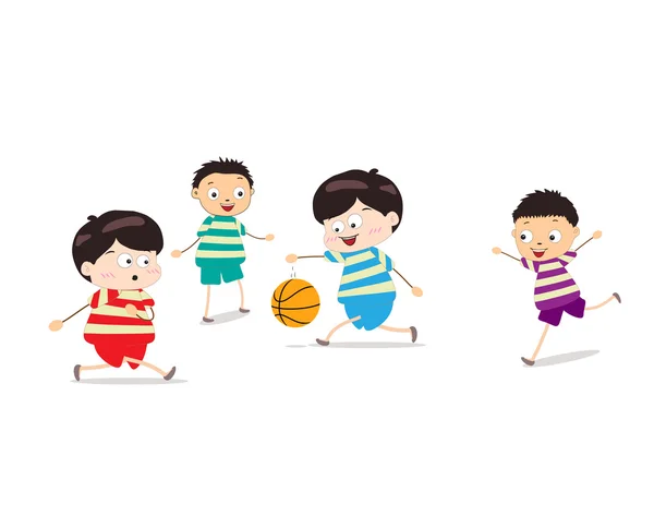 Crianças brincando de basquete — Vetor de Stock
