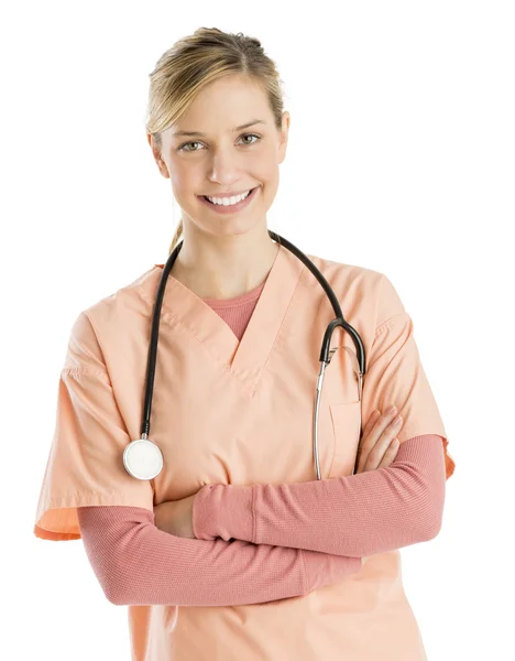 Enfermera feliz con — Foto de Stock