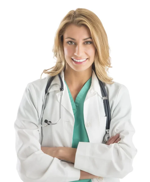 Confident Female Doctor Standing Arms Crossed — Stock Photo, Image