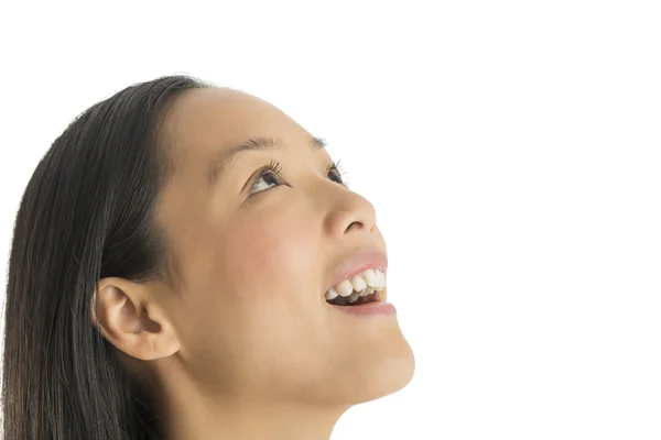Close-Up Of Amazed Woman Looking Up — Stock Photo, Image