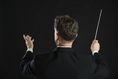 Male Music Conductor Directing With His Baton clipart