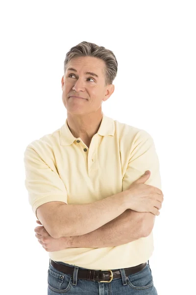 Thoughtful Man Looking Up Over White Background — Stock Photo, Image