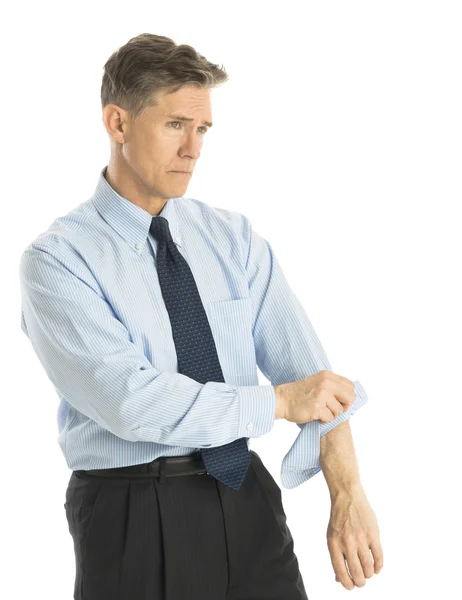 Exhausted Businessman Rolling Up His Sleeves — Stock Photo, Image