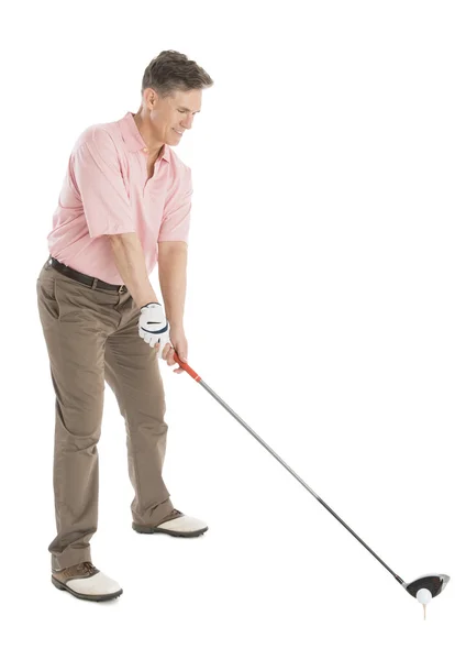 Golfer Playing Golf Against White Background — Stock Photo, Image