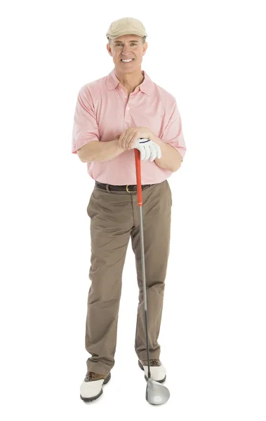 Retrato de homem maduro confiante com clube de golfe — Fotografia de Stock