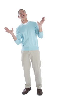 şok adam beyaz arka plan üzerinde seyir