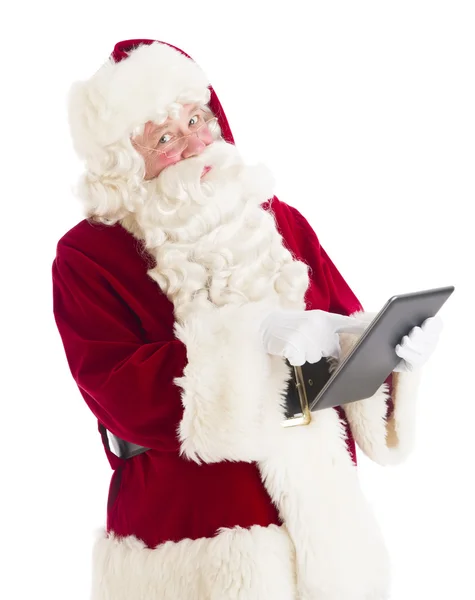 Portret van de kerstman met behulp van digitale Tablet PC — Stockfoto