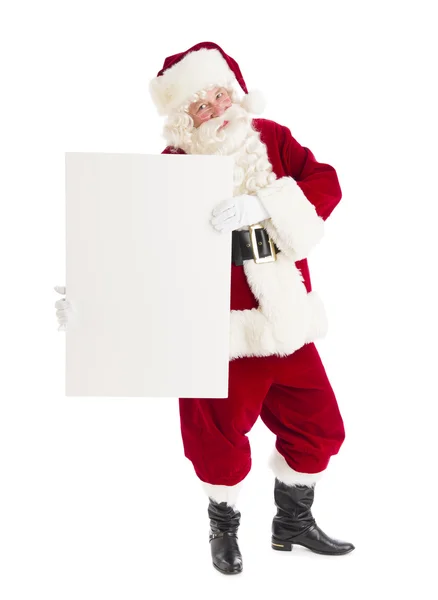 Portrait Of Santa Claus Holding Blank Banner — Stock Photo, Image