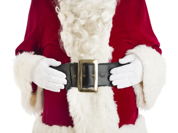 Midsection Of Santa Claus With Hands On Stomach — Stock Photo, Image