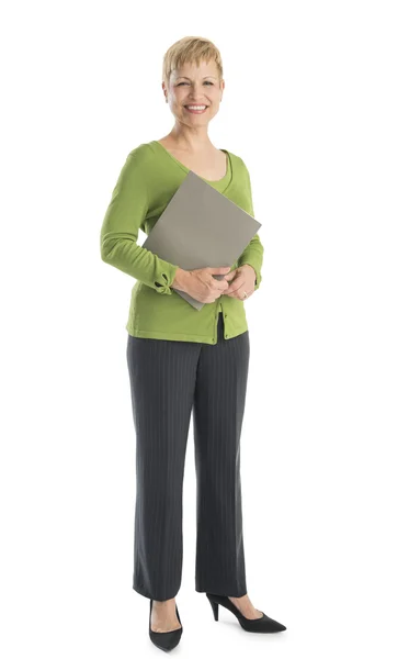 Happy Businesswoman In Smart Casuals Holding File — Stock Photo, Image