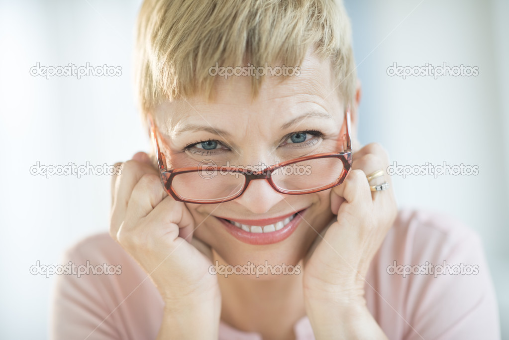 Smiling Woman Wearing Eyeglasses