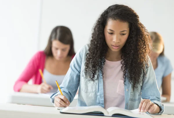 Estudiantes adolescentes estudiando en el escritorio —  Fotos de Stock