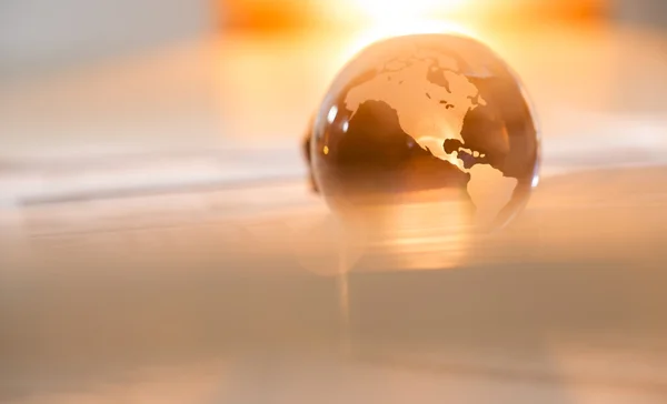 Crystal Globe With Orange Light — Stock Photo, Image