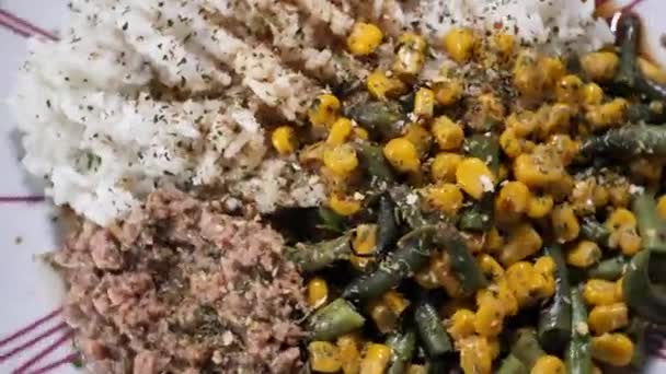 夏威夷菜戳碗 — 图库视频影像
