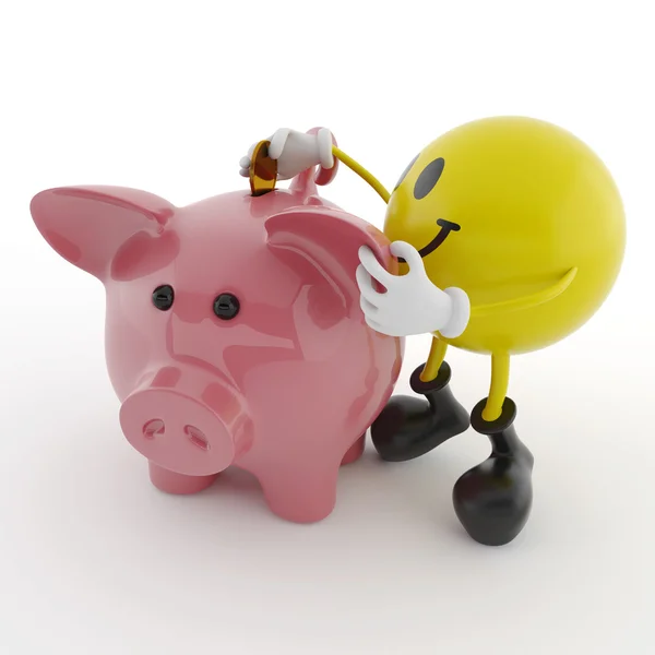 Smiley en piggy bank — Stockfoto