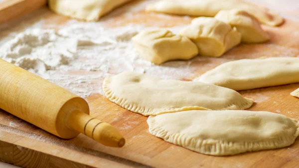 The cooking process cheburek — Stock Photo, Image