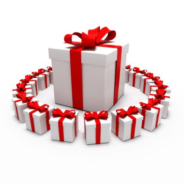 Great gift surrounded by small gifts clipart