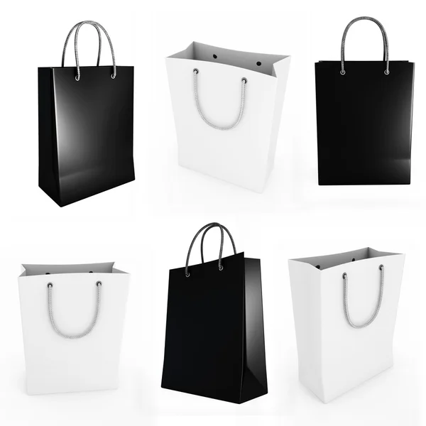Saco de compras preto e branco — Fotografia de Stock