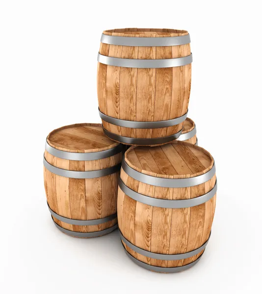 3d wooden barrels — Stock Photo, Image
