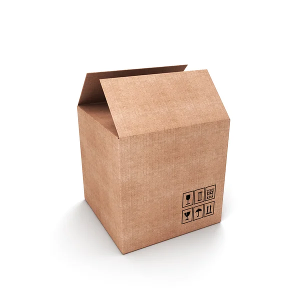 Caja de cartón medio abierta —  Fotos de Stock