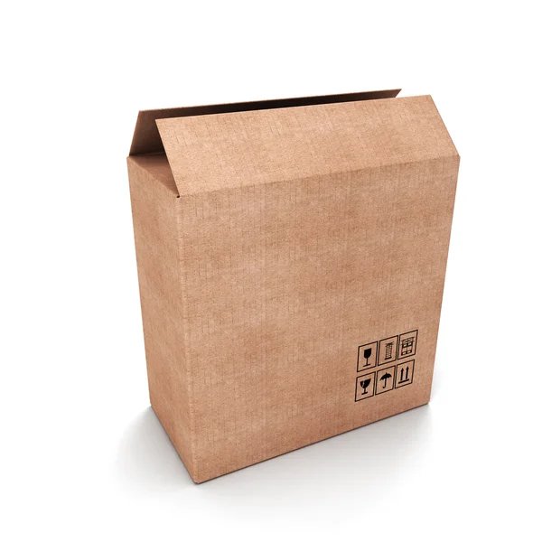 Пустой картонный ящик открыт — стоковое фото