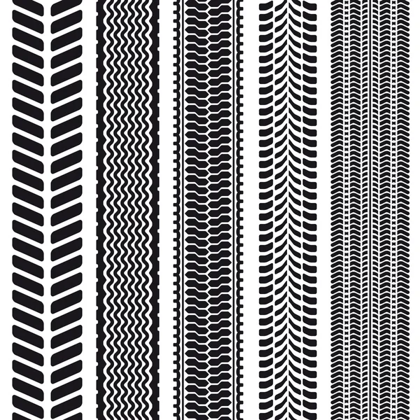 Conjunto de 5 marcas de pneus. Textura sem costura . —  Vetores de Stock