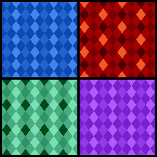 Set of color seamless patterns with rhombus — Stock Vector
