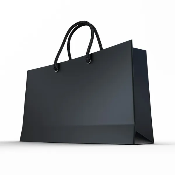 Saco de compras de papel preto esmalte — Fotografia de Stock