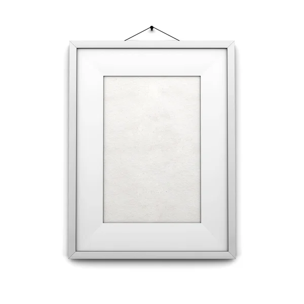 Marco blanco vacío colgando en la pared — Foto de Stock