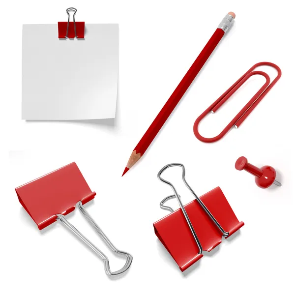 Set of stationery from pencil and paper clips — Stock Photo, Image