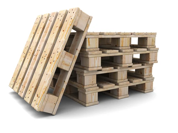 Stack of wooden pallets. One pallet near. — Stock Photo, Image