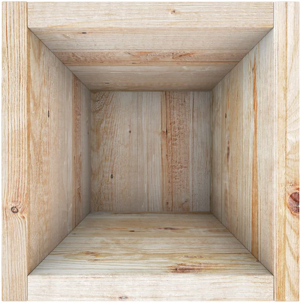 Wooden box without a lid. View from above. — Stock Photo, Image
