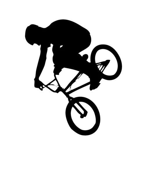 Silhouet van een vliegende biker — Stockfoto