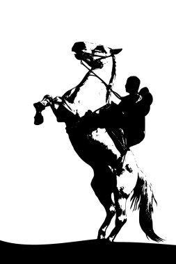 horse standing on hind legs with a rider clipart