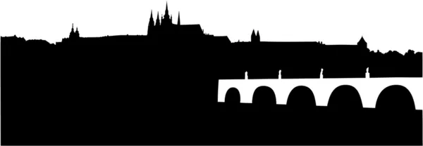 Silhouette der Prager Burg und Karlsbrücke — Stockvektor