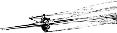 canoeist silhouette beyaz zemin üzerine