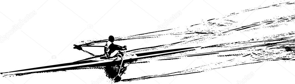 canoeist silhouette on a white background