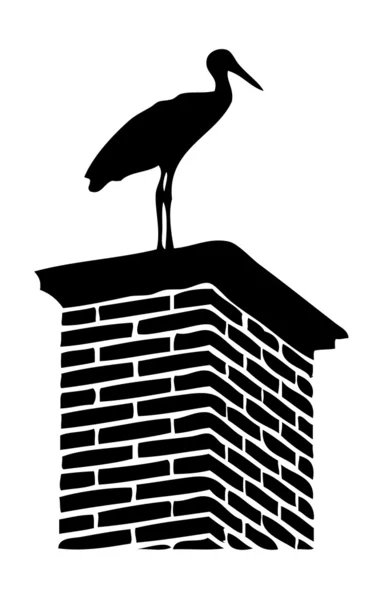 Stork on chimney — Stock Vector