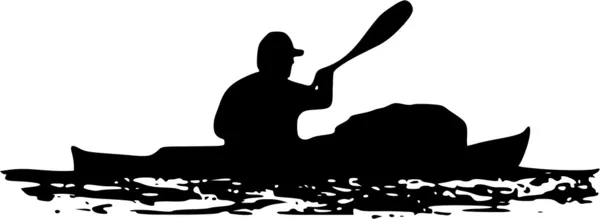 Sea kayaker silhouette — Stock Vector