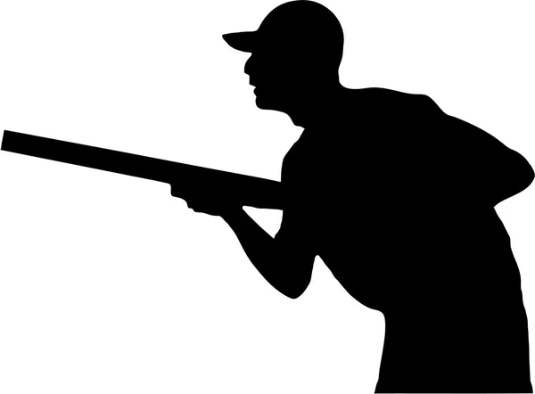 Chasseur tenant un pistolet, silhouette — Image vectorielle