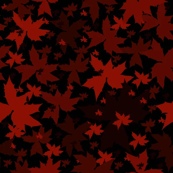 Red Leaves Flat Vector Seamless Pattern — Stock Vector