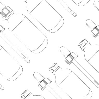 Pipetli şişeler elle çizilmiş, izole edilmiş.