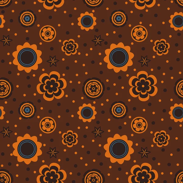 Fleurs Orange Brun Motif Sans Couture — Image vectorielle
