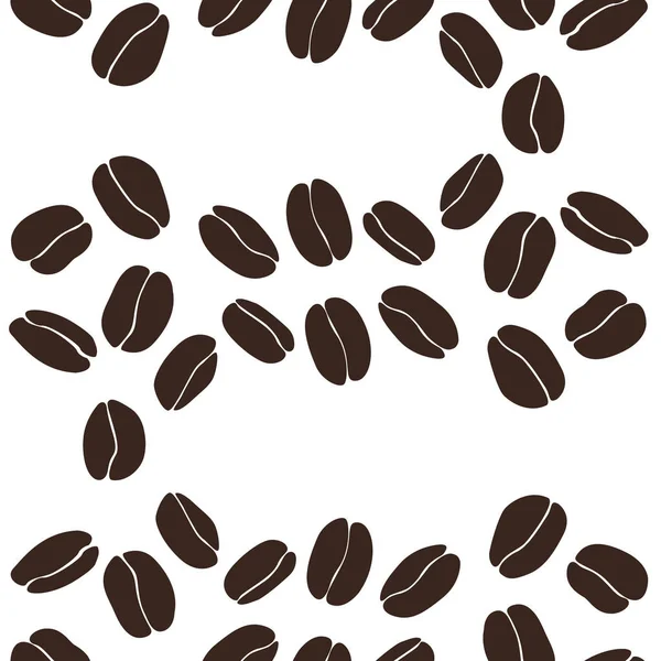 Koffie Bonen Vector Geïsoleerd Naadloos Patroon — Stockvector