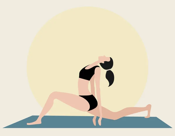 Mädchen Tun Yoga Vektor Illustration — Stockvektor