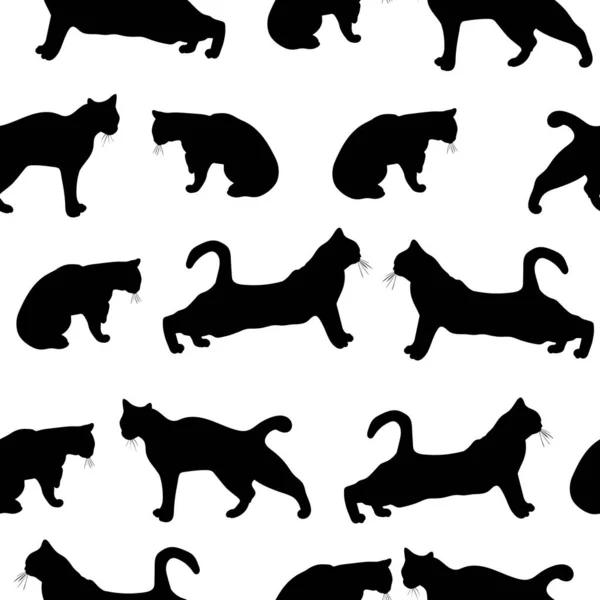 黑猫轮廓孤立无缝图案 — 图库矢量图片