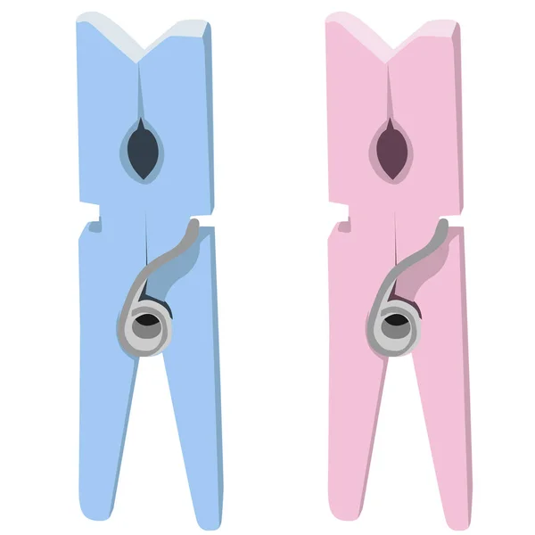 Illustrazione Vettoriale Clothespin Blu Rosa — Vettoriale Stock