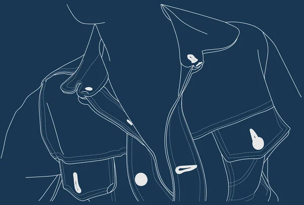 Dívka Džínová Bunda Bílá Čára Izolované Modrém Pozadí Vektorové Ilustrace — Stockový vektor